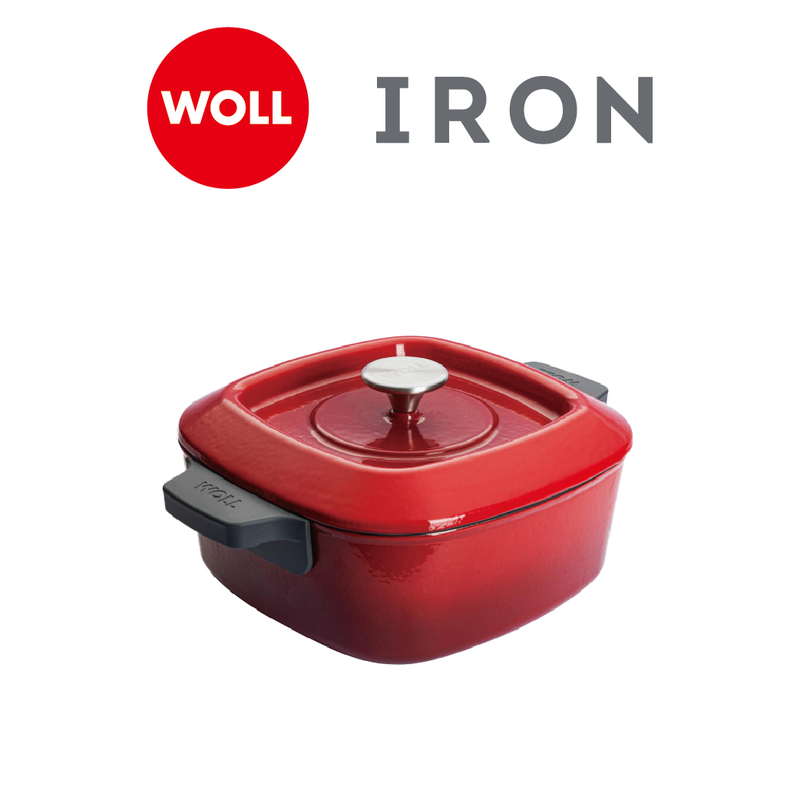 WOLL 琺瑯鑄鐵系列 - 24x24cm/4.1L方形炆煎鍋(連蓋)(電磁爐適用)(紅色)