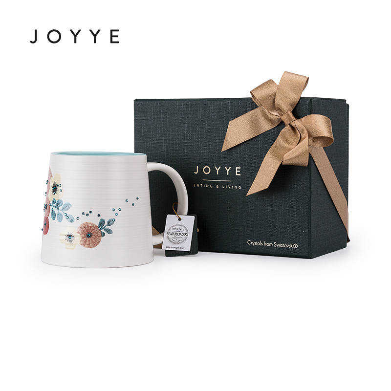 JOYYE - 繡花花樣骨瓷杯-藍