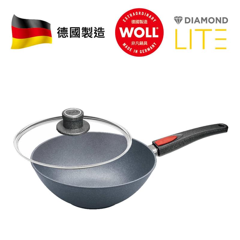 WOLL 輕．型鑽石系列 - 26cm 鑽石單柄小炒鑊 (連玻璃鍋蓋)