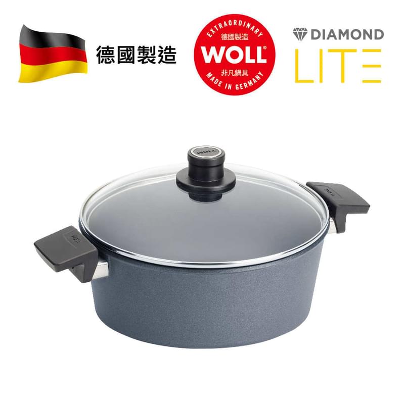 WOLL 輕．型鑽石系列 - 28cm / 5.5L 鑽石雙耳炆煎鍋 (連玻璃鍋蓋)
