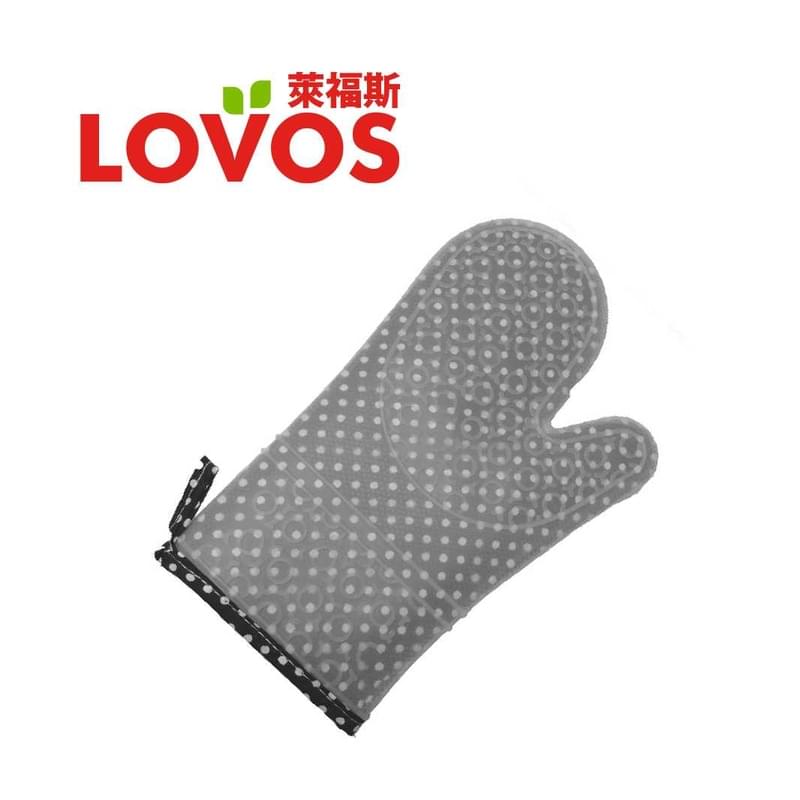 LOVOS - 矽膠夾棉隔熱手套 (黑白波點)