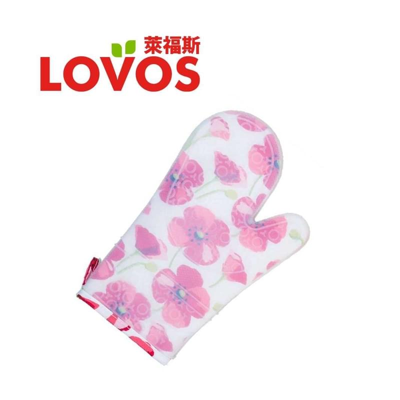 LOVOS 矽膠夾棉隔熱手套 (紅色大花)