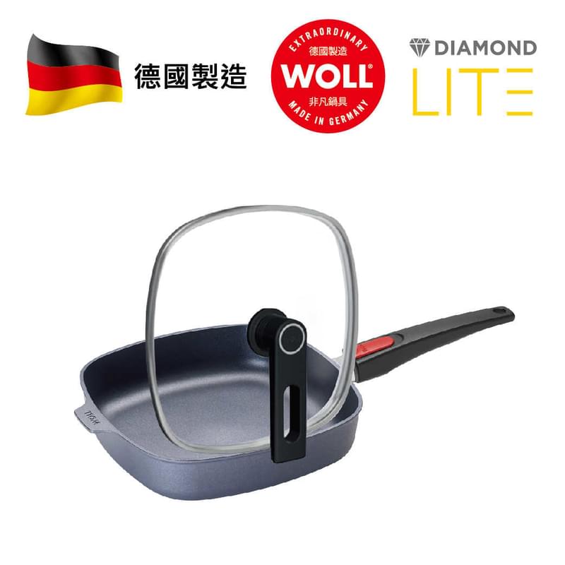 WOLL 輕．型鑽石系列 - 24cm方形鑽石煎鍋 with Smart Lid (連玻璃鍋蓋)