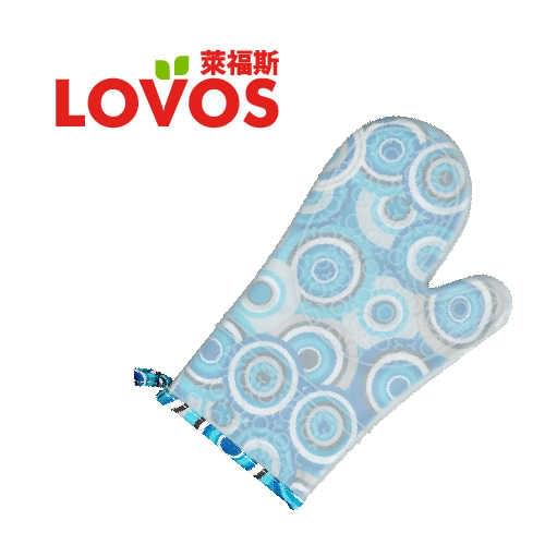 LOVOS - 矽膠夾棉隔熱手套 (藍色圓圈)