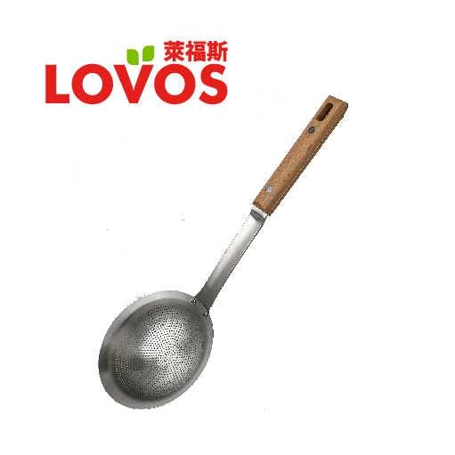 LOVOS - 304不鏽鋼小孔濾勺 (木柄) - 長款 16x40cm