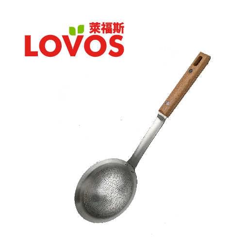 LOVOS - 304不鏽鋼小孔濾勺 (木柄) - 短款 12x34cm