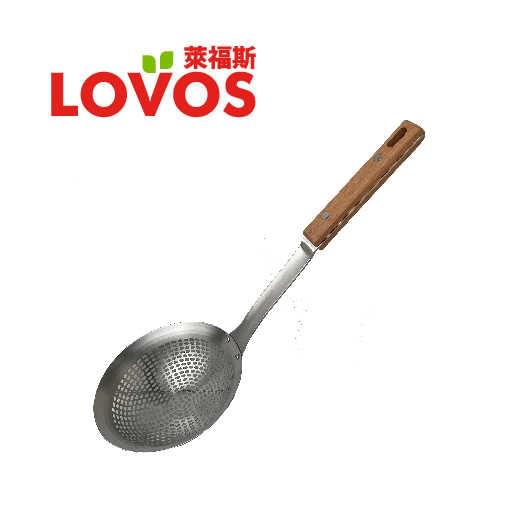 LOVOS - 304不鏽鋼大孔濾勺 (木柄) - 長款 18x46cm