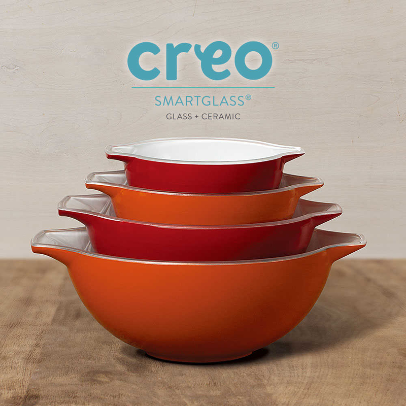 Creo玻璃深鍋焗盤(紅) 4件套裝 - 1.1/1.6/2.6/4.2 QT