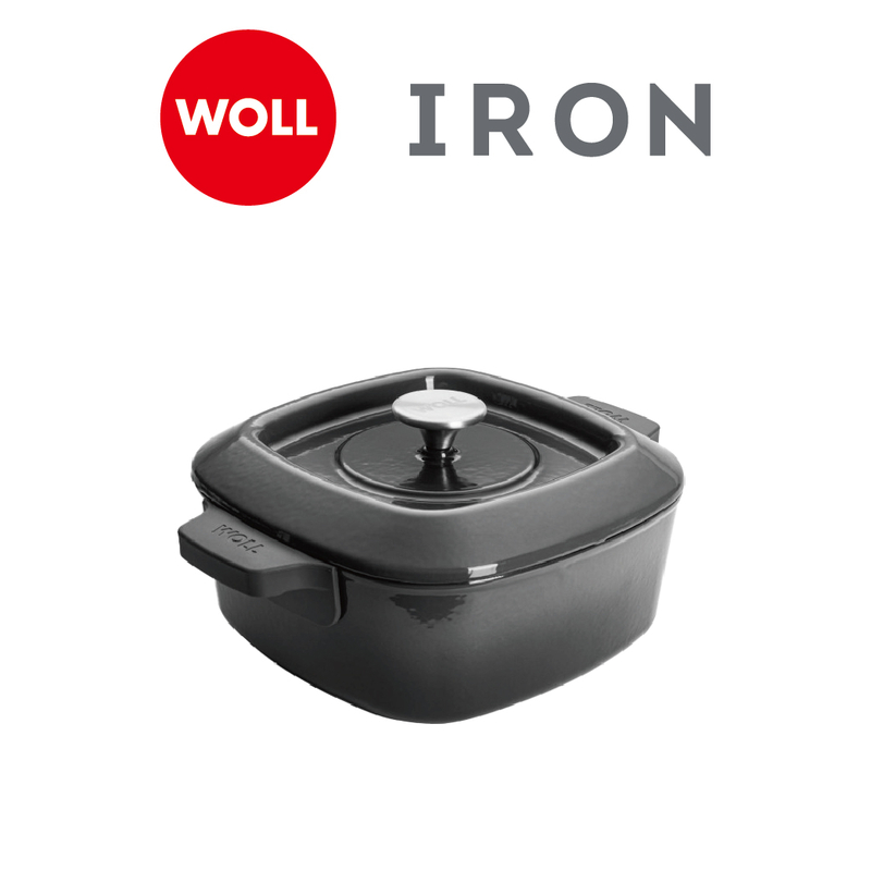WOLL 琺瑯鑄鐵系列 - 24x24cm/4.1L方形炆煎鍋(連蓋)(電磁爐適用)(灰色)