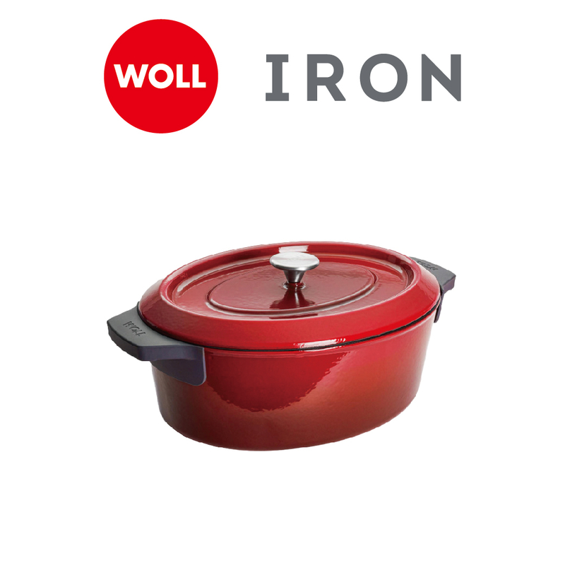 WOLL 琺瑯鑄鐵系列 - 34x28cm橢圓形烤焗鍋(連蓋)(電磁爐適用)(紅色)
