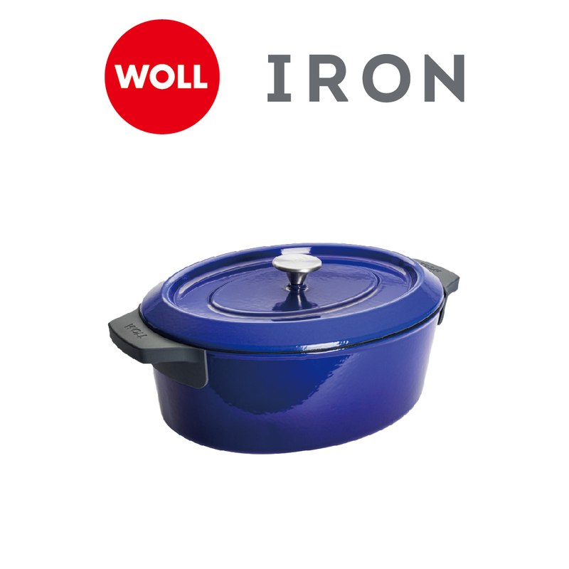 WOLL 琺瑯鑄鐵系列 - 34x28cm橢圓形烤焗鍋(連蓋)(電磁爐適用)(藍色)