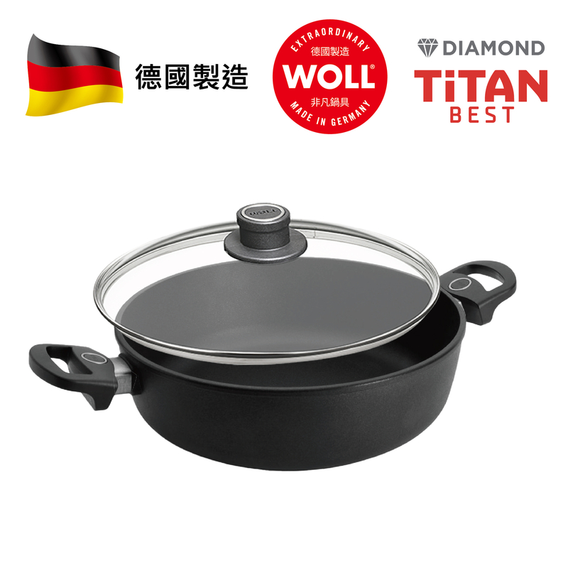 WOLL 至尊．鑽石系列 - 28 cm/ 4.5L 鑽石炆煎鍋 (連玻璃鍋蓋)