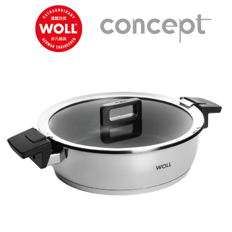 WOLL Concept系列 - 28cm/4.8L 不鏽鋼雙耳炆煎鍋（連蓋）(電磁爐適用)