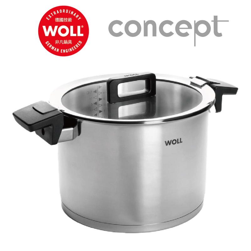 WOLL Concept系列 - 24cm/7.6L 不鏽鋼高身雙耳湯煲（連蓋）(電磁爐適用)