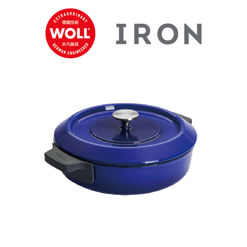 WOLL 琺瑯鑄鐵系列 - 28cm/3.7L琺瑯鑄鐵雙耳炆煎鍋(連蓋)(電磁爐適用)(藍色)