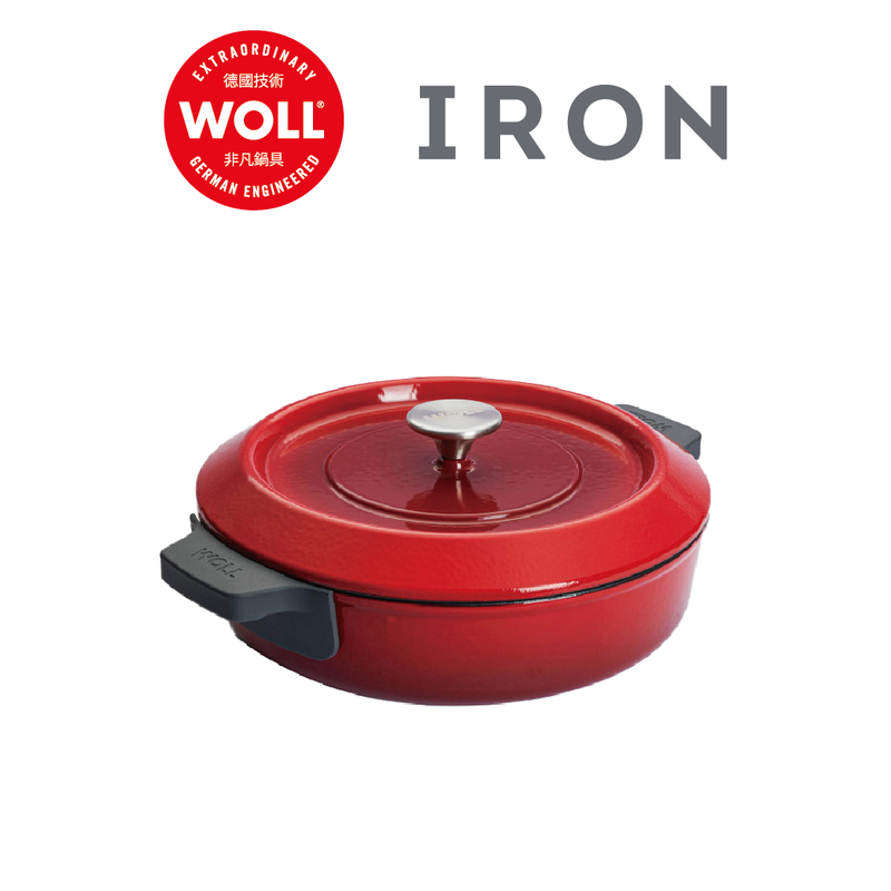 WOLL 琺瑯鑄鐵系列 - 28cm/3.7L琺瑯鑄鐵雙耳炆煎鍋(連蓋)(電磁爐適用)(紅色)