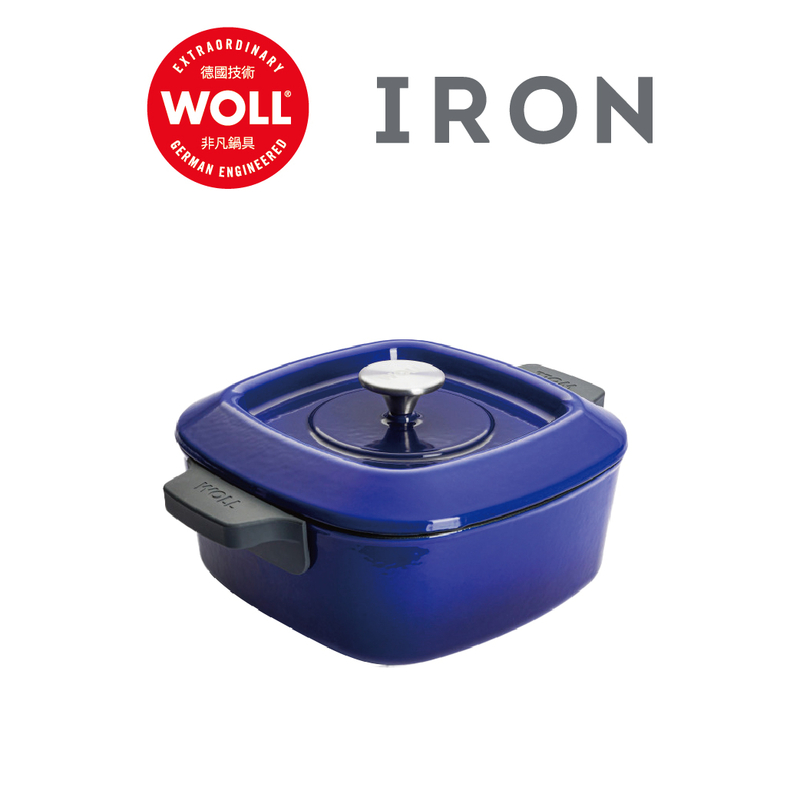 WOLL 琺瑯鑄鐵系列 - 24x24cm/4.1L方形炆煎鍋(連蓋)(電磁爐適用)(藍色)