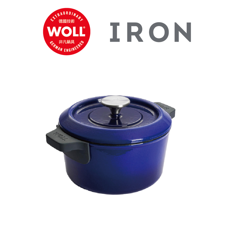 WOLL 琺瑯鑄鐵系列 - 20cm/2.9L琺瑯鑄鐵雙耳湯鍋(連蓋)(電磁爐適用)(藍色)