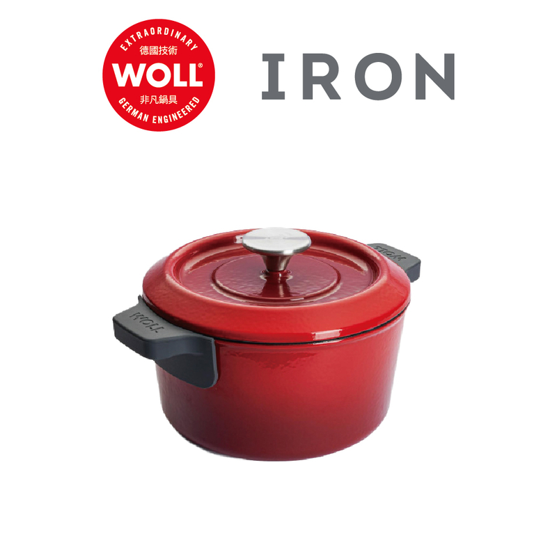 WOLL 琺瑯鑄鐵系列 - 20cm/2.9L琺瑯鑄鐵雙耳湯鍋(連蓋)(電磁爐適用)(紅色)