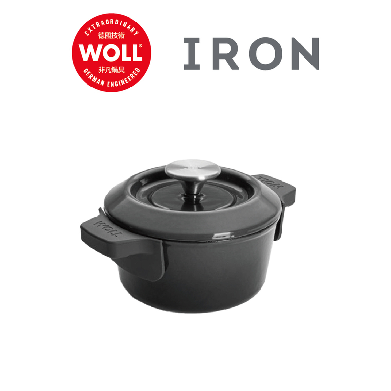 WOLL 琺瑯鑄鐵系列 - 16cm/1.3L琺瑯鑄鐵雙耳小湯鍋(連蓋)(電磁爐適用)(灰色)