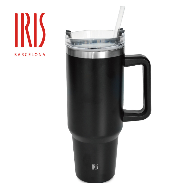 IRIS-不銹鋼保溫水杯 1200ML 黑色 連飲管