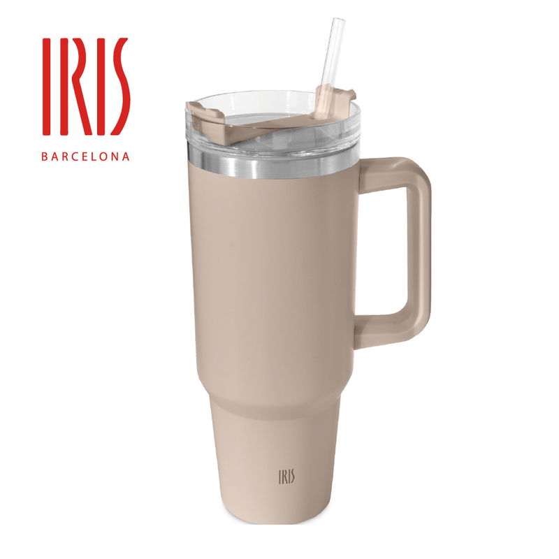 IRIS-不銹鋼保溫水杯 1200ML 米色 連飲管