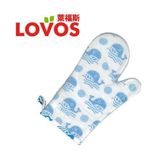 LOVOS 矽膠夾棉隔熱手套 (藍色鯨魚)